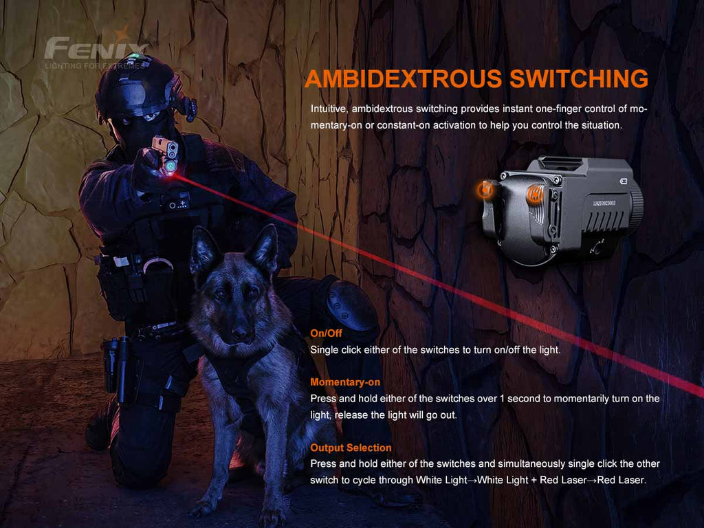 Fenix GL22 Tactical Weapon Light with Red Laser Sight